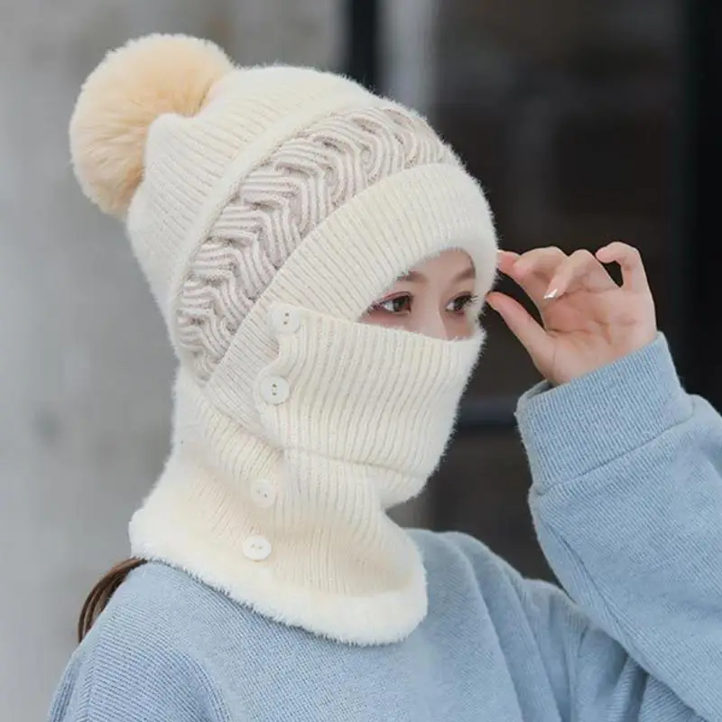 Termiczna czapka typu beanie na szelkach Zestaw szalików Zima Aksamitna kominiarka Wiatroodporna All-Matc