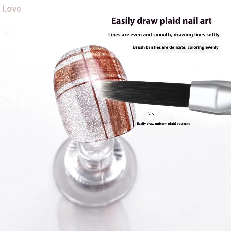 [L&P] مسمار الفن فرشاة طويلة مدقق رسم خط فرشاة الأشعة فوق البنفسجية فرشاة جل العلاج بالضوء القلم الاكريليك مانيكير أداة