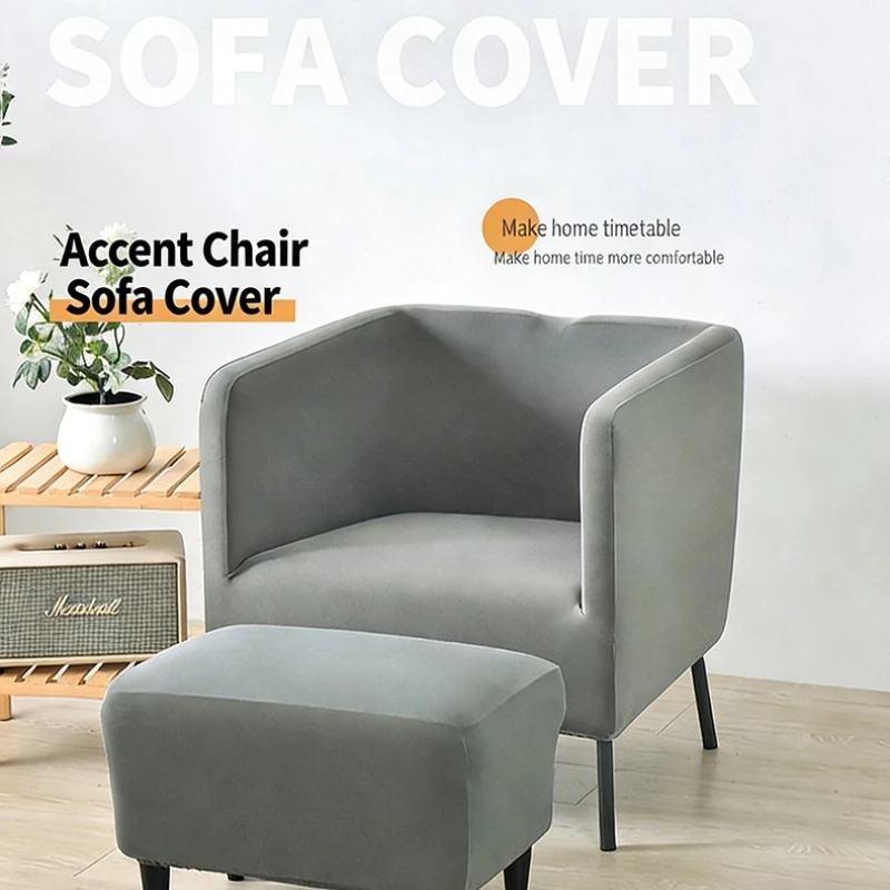 

Solid Tub Chair Cover Stretch Single Sofa Slipcover Non Slip Elastic Armchair Protector for Bar Counter Home Office Decoration
