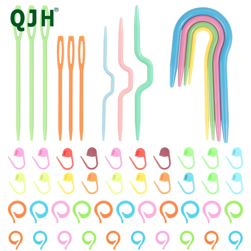 53 PCS Crochet Hooks Set, High Quality Coloured Aluminum Ergonomic Handle Crochet, with Stitch Markers & Large-Eye Blunt Needles