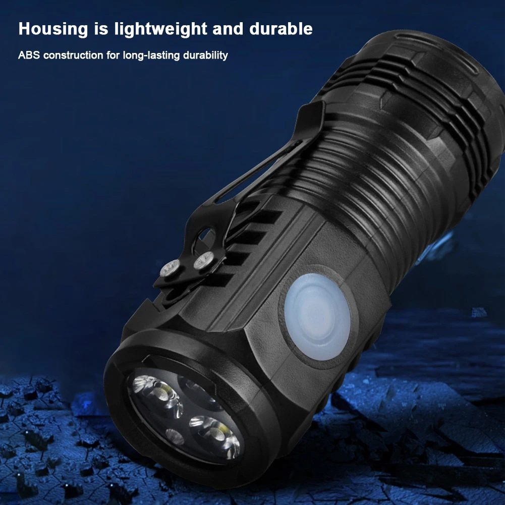 Mini LED Flashlight USB C Rechargeable Waterproof Pocket Flashlight 3 Light Modes Hat Clip Light for EDC Camping Hiking