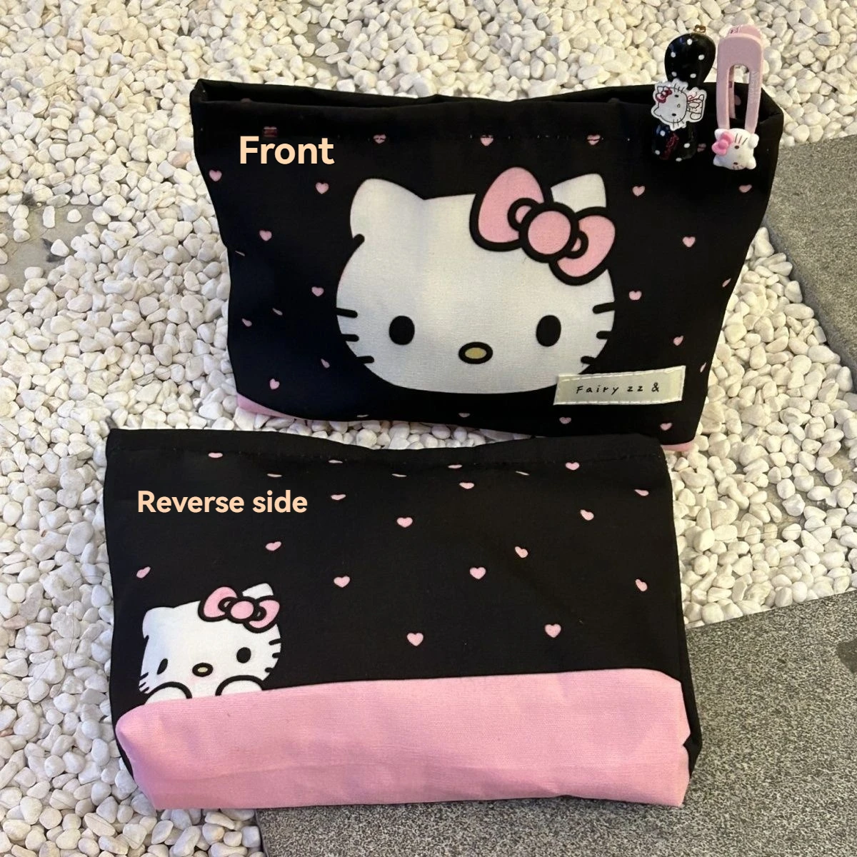 Sweetheart Hello Kitty Makeup Bag Pencil Caseharajuku Japanese Girl Polka Dot Storage Bag Wallet Tourism Storage Birthday Gift ﻿