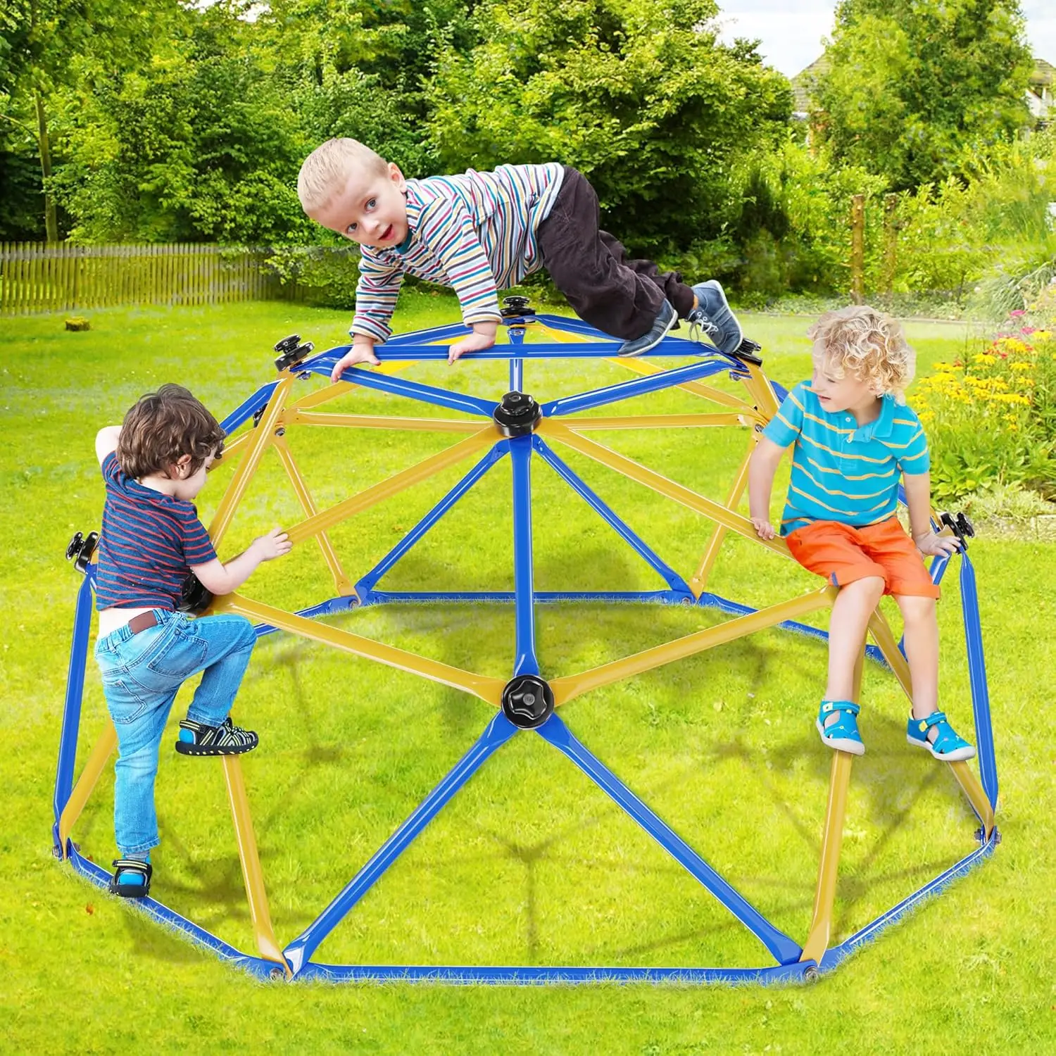 6FT Geometric Dome Climber for Kids, Kids Indoor Outdoor Jungle Gym Supports 600lbs, Easy Assembly Playground Jungle Gym Backyar