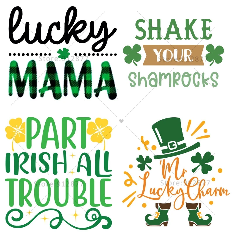 Patches For Clothing Saint Patrick's Day Simply Mr Mrs Lucky Mama Papa Rainbow Shamrock Rocking Part Irish All Trouble Handmade