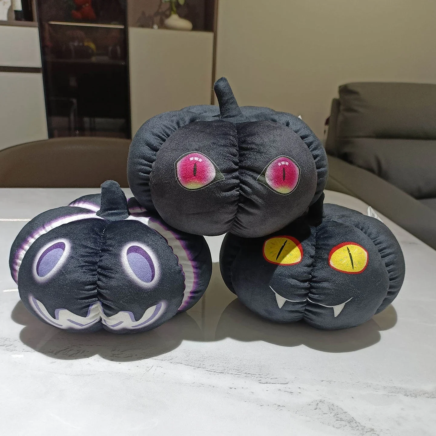 Stuffed Soft Fluffy Creative Pumpkin Soft Doll Halloween Pumpkin Plush Toys Throw Pillow Cushion Kid Halloween Home Decor