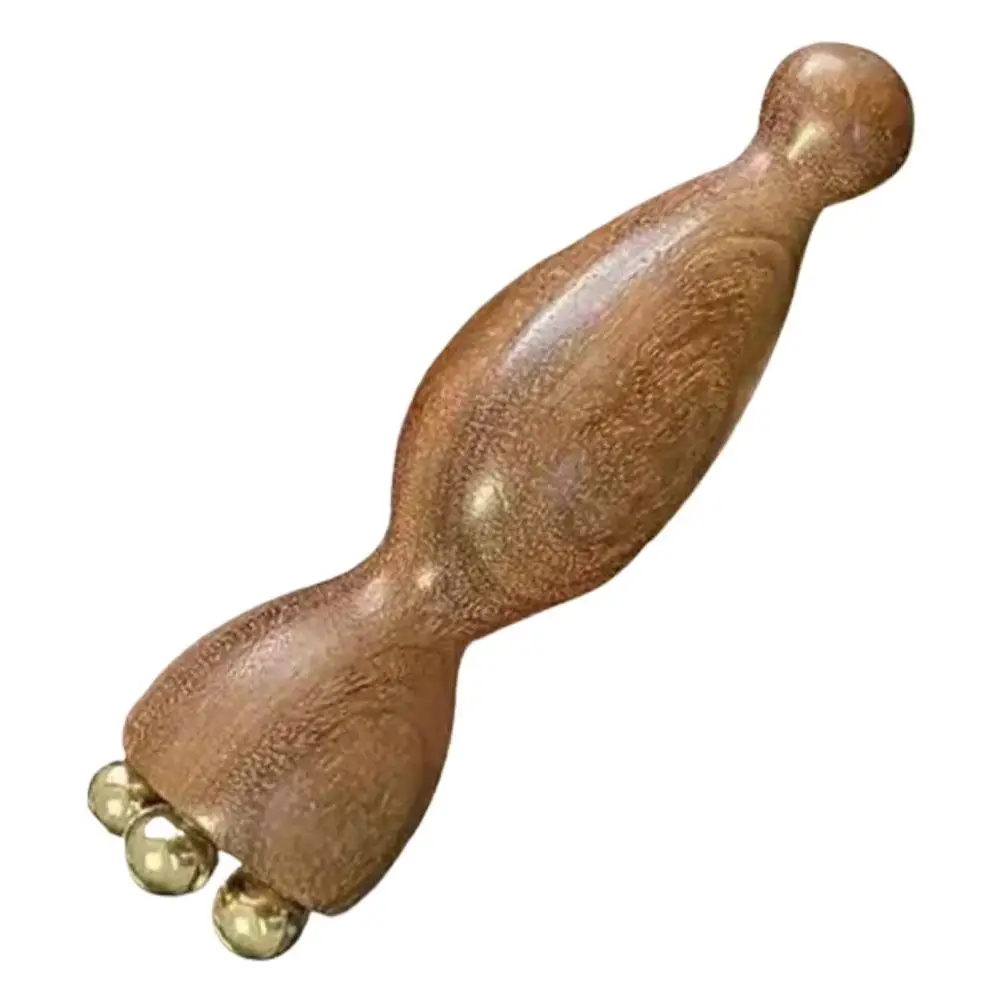 Small Lotus Seed Brass Bead Facial Massager Beauty Eye Stimulating Rod Acupoint Pressing Skin Care Wood Tool