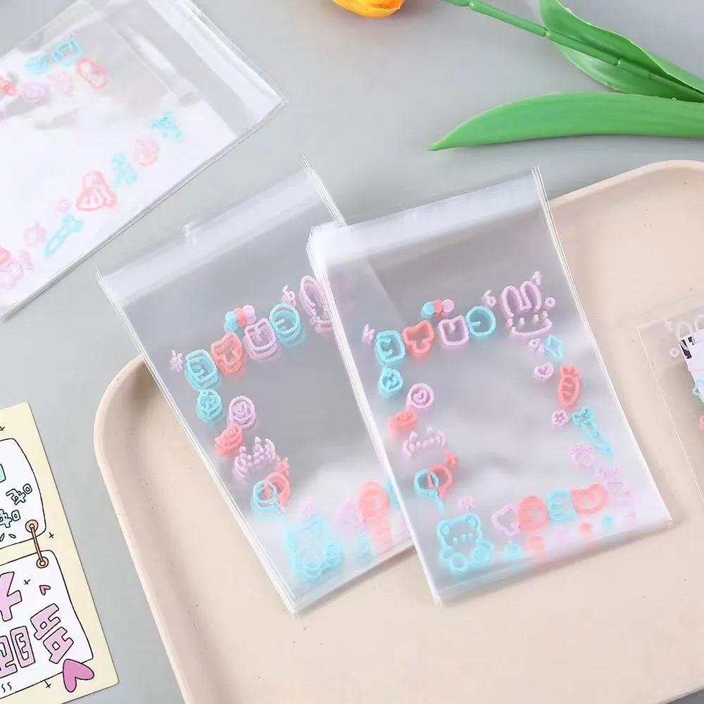50pcs Kawaii Clear OPP Self Adhesive Sealing Bags For Kpop Photocard Anime Badge Cookie Candy Jewelry Mini Gift Wrapping Pouches