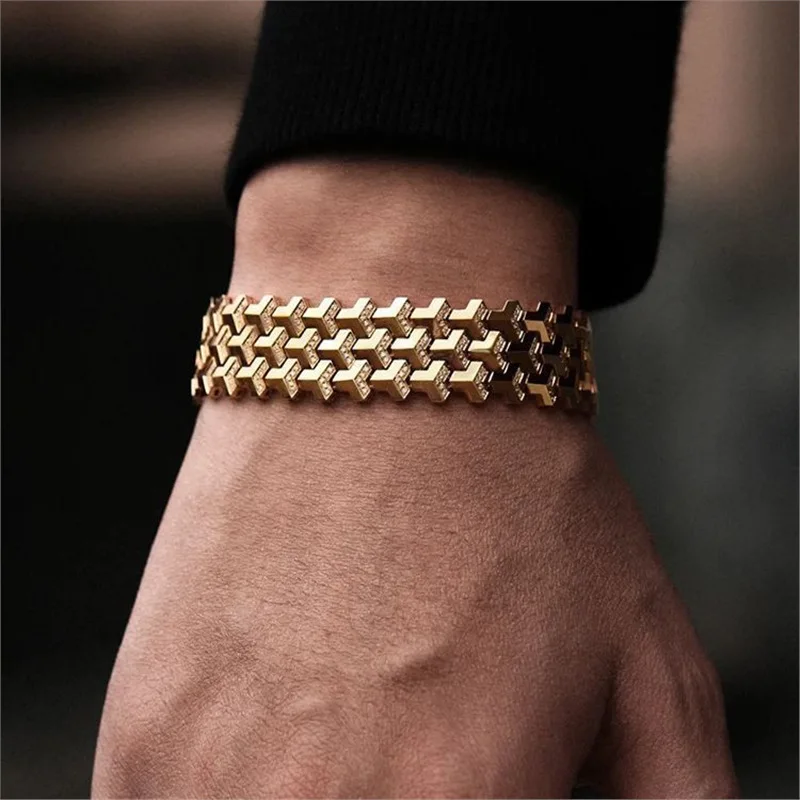 

Gazing Jewelry 925 Sterling Silver Zircon-Inlaid Cuban Chain Bracelet, Couple Bracelet, Fashionable Jewelry Gift