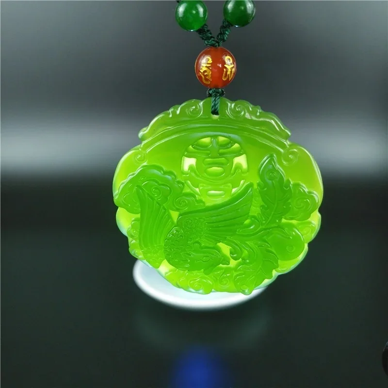 

Chinese Green Jade Dragon Phoenix Couple Pendant Beads Necklace Charm Jewellery Fashion Accessories Hand-Carved Lucky Amulet Hot