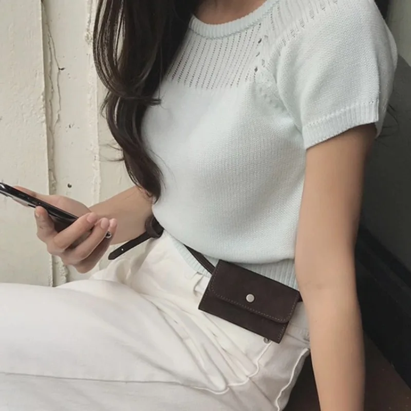High-Grade Retro Square Waist Bag Korean Women Portable Key Coin Purse, All-Match Autumn Winter Fashion Waist Pouch