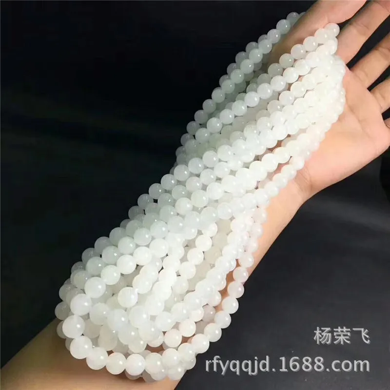 , Sheep Fat , Buddhist Chain, Hotan White Jade Bead Necklace