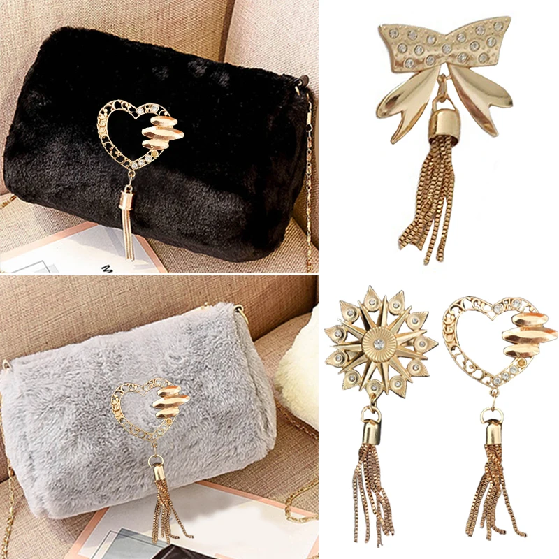 Exquisite Metal Deer Clasp Buckles Bag Purse Hat Decor With Tassel Hardware DIY Leather Craft Accessory Golden Bag Accessories