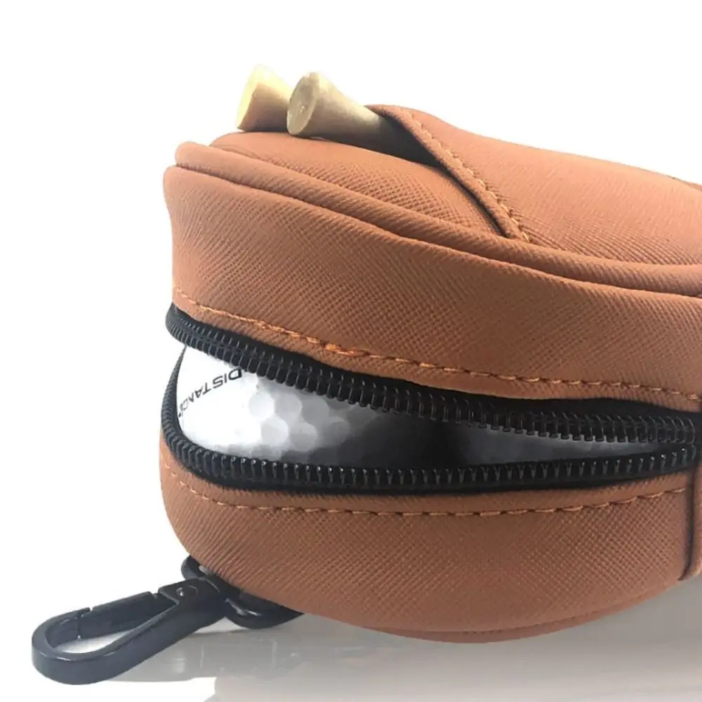 Leather Golf Waist Bag 4 Balls Capacity Tee Holder Golf Storage Case Protective Multi-function Golf Ball Storage Clip Men/Women