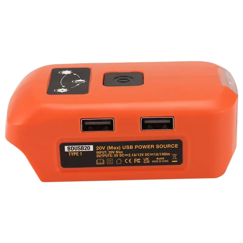 

Адаптер для аккумулятора A20F для аккумулятора V20, светодиодный рабочий фонарь с двумя USB-портами и портом 12В