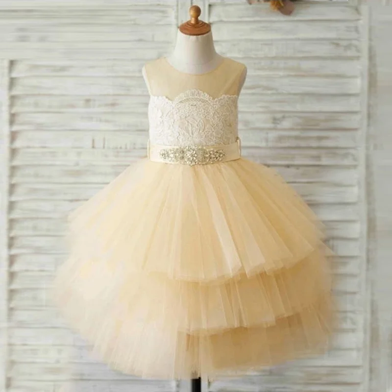 Flower Girl Dresses Children's Weddding Princess Skirt Little Ball Birthday Performance Costume Gowns