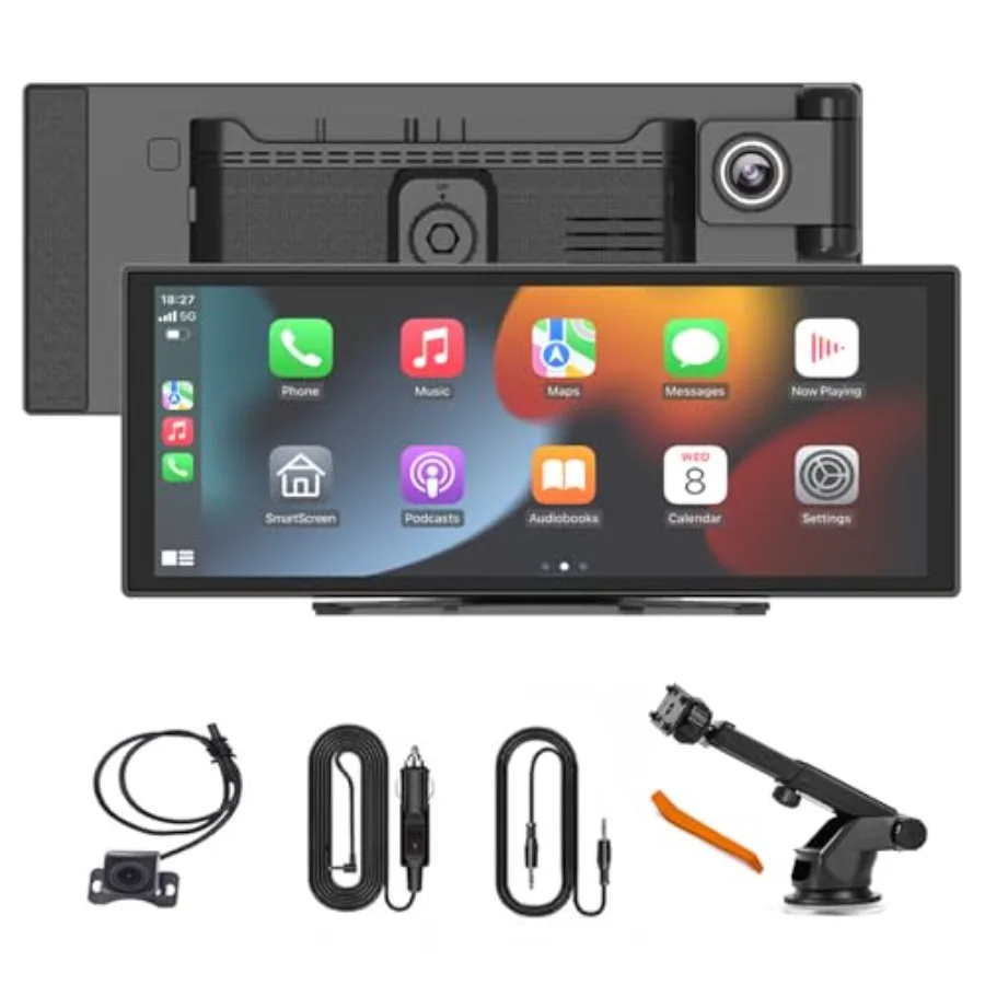 

Car dashboard touchscreen for Apple CarPlay Android Auto: 11-inch wireless 4K dash cam ultra-light IP68 1080P backup camera GPS