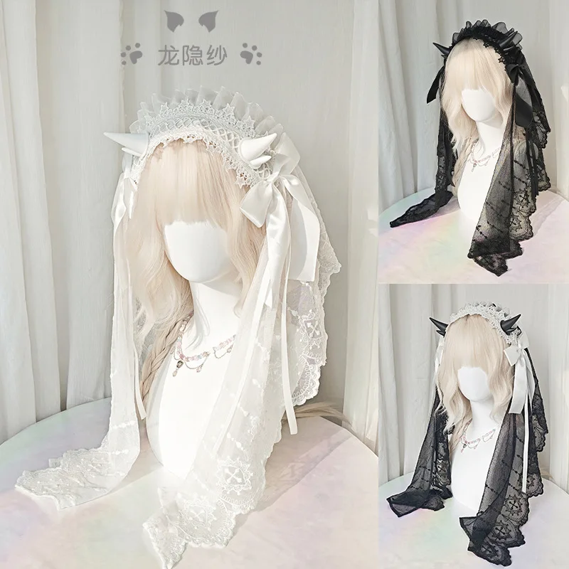 

Women Gothic Lolita Dark Retro Lace Butterfly Bow Hairband Anime Y2k Girl Headwear Hair Bands Accessories Headband