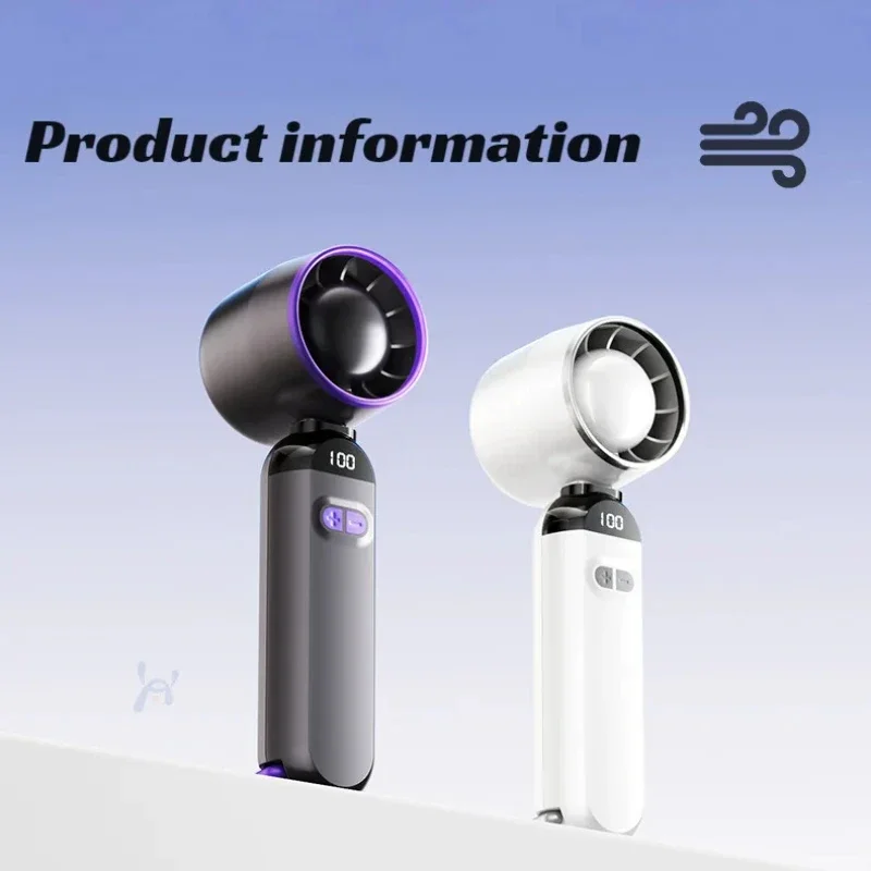 

Mini Turbo Ice Cooler Handheld Turbo Fan USB Powered Digital Display Outdoor Camping Travel Desktop Folding Summer Cooling Fan