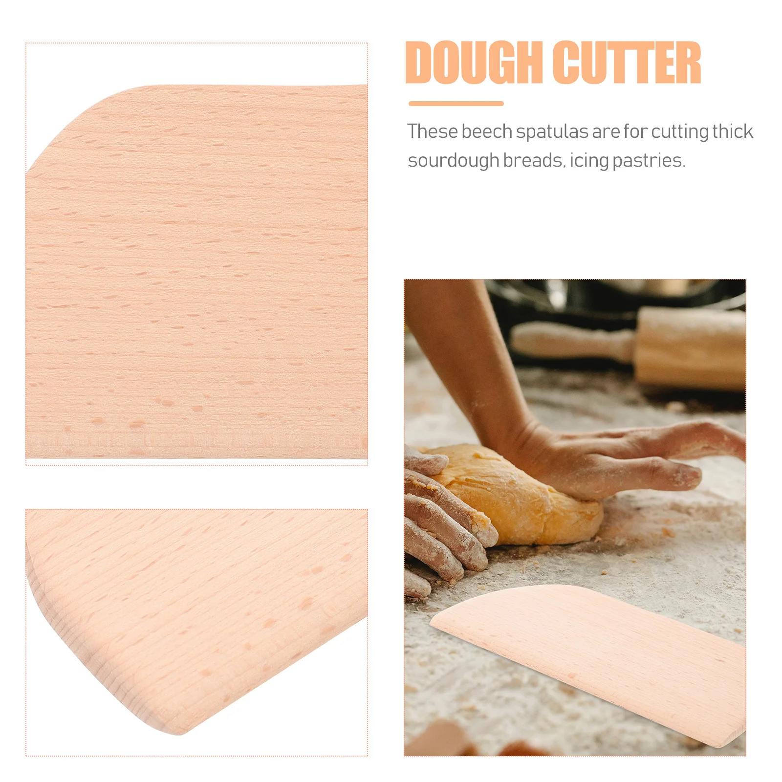 

2pcs Cutter Scraper Beech Wood Baking Tool For Cutting Spreading Dough Butter Cream Pastries Kitchen Gadget Baking Supply Dough