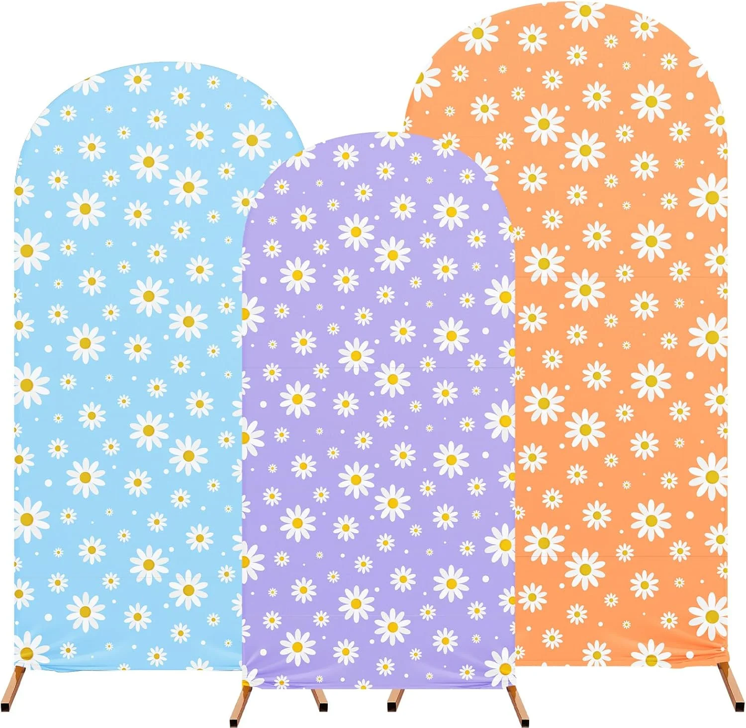 Daisy Arch Backdrop Cover Orange Arch Covers Blue Spandex Stretch Purple Backdrop Stand for Wedding Birthday Banquet Ceremony