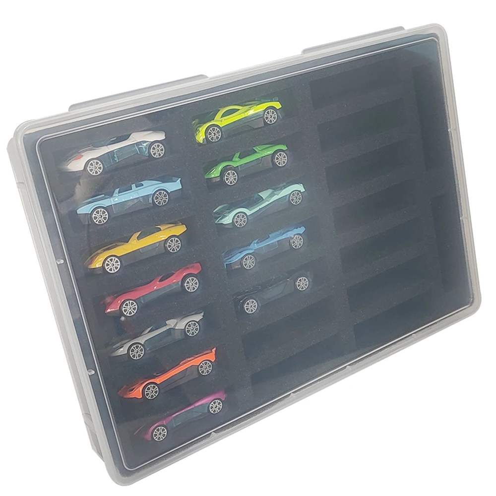 Image of Auto-Displaybox 1:64, Modellauto-Aufbewahrungsbox mit 23 Fächern, Sammelbox, Schmuck- und Werkzeugkoffer mit anpassbarem Schaumstoff für Spielzeug als Geschenk