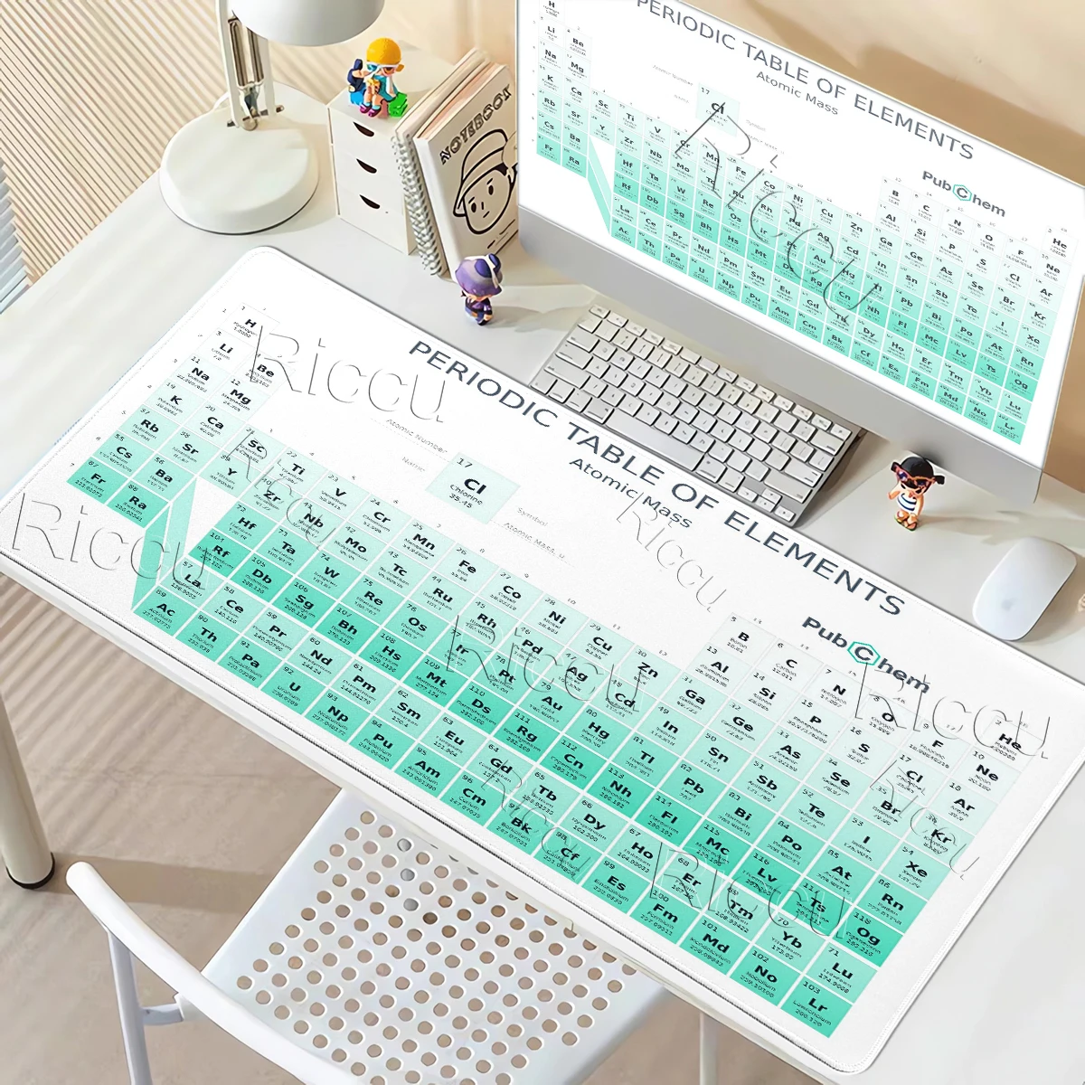 XXL Periodic Table of Elements Mouse Pad Large Gaming Keyboard Deskmats Stitched Edges Anti-Slip Rubber Base Office Table Carpet