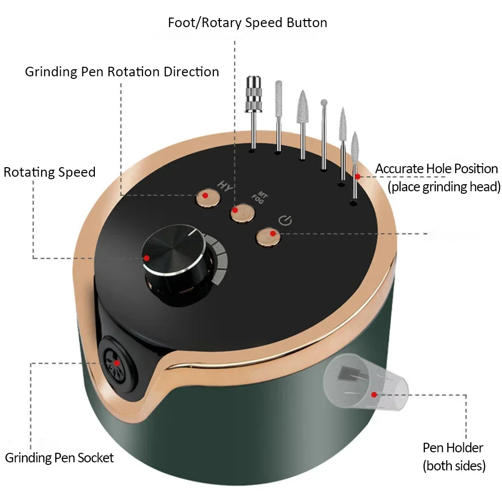 ANGNYA 45000RPM Nail Drill Machine for Professional Nails Touch Screen Gel Nail Polish Sander Mill Cutter Sets With Drill Bits