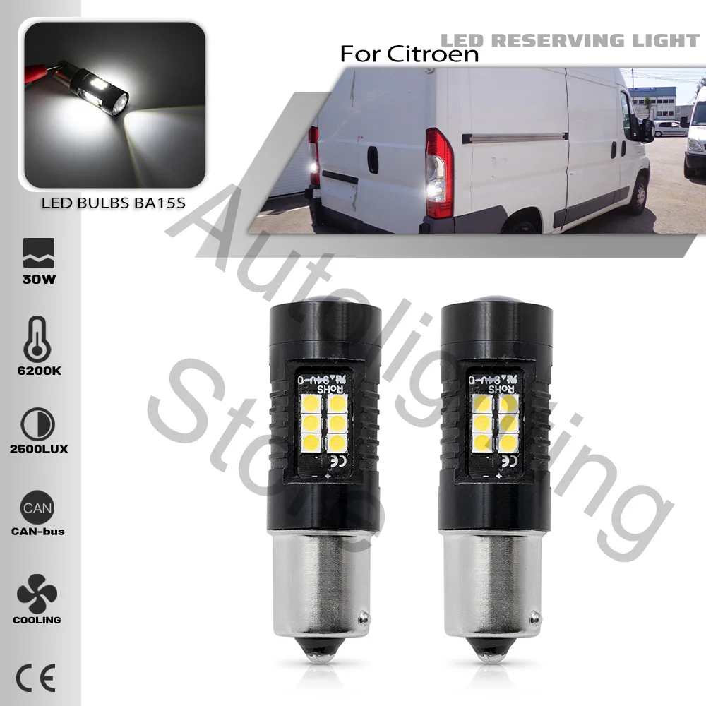 2PCS For Peugeot BOXER Box EXPERT Tepee Citroen Citroen JUMPER I II III Box Canbus P21W BA15S LED Bulb Bakup Reverse Light  12V