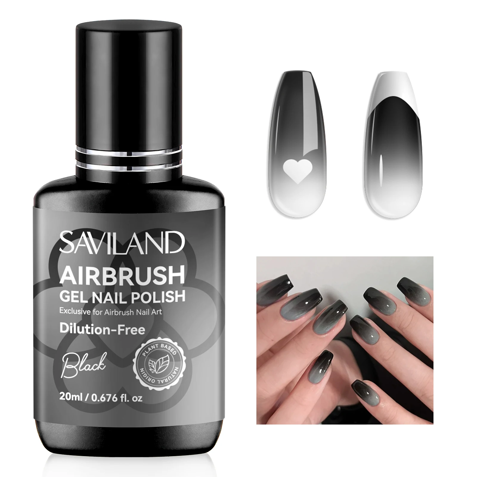 سافيلاند 20 مللي البخاخة هلام طلاء الأظافر خالية من التخفيف أبيض أسود البخاخة طلاء الأظافر للألوان المصطبغة العالية الفرنسية مسمار الفن