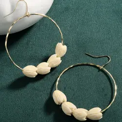 Handmade Hawaiian Pikake Flower Hoop Earrings Handmade Statement Bridesmaid Jewelry