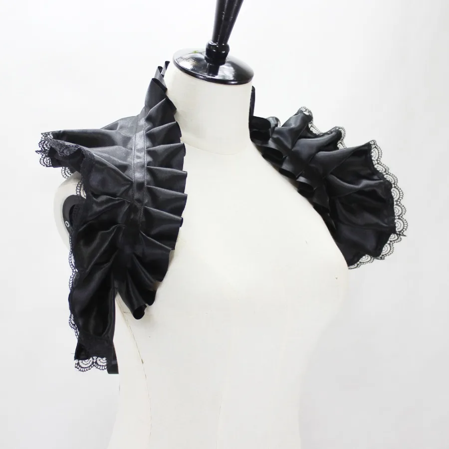 Renaissance Satin Neck Ruff Ruffled Shrug Shawl Vintage Gothic Fake Collar Shoulder Wrap Capelet Costumes Cosplay Props Unisex