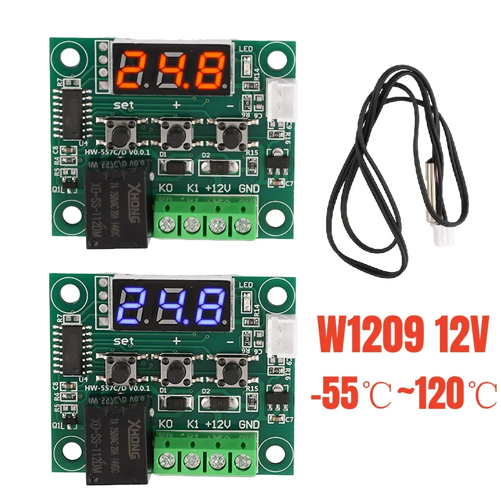 W1209 Blau/Rot Licht DC 12V Heiz-/Kühl-Temperaturregler Temperatursteuerungsschalter Temperaturregler Thermometer Thermostat