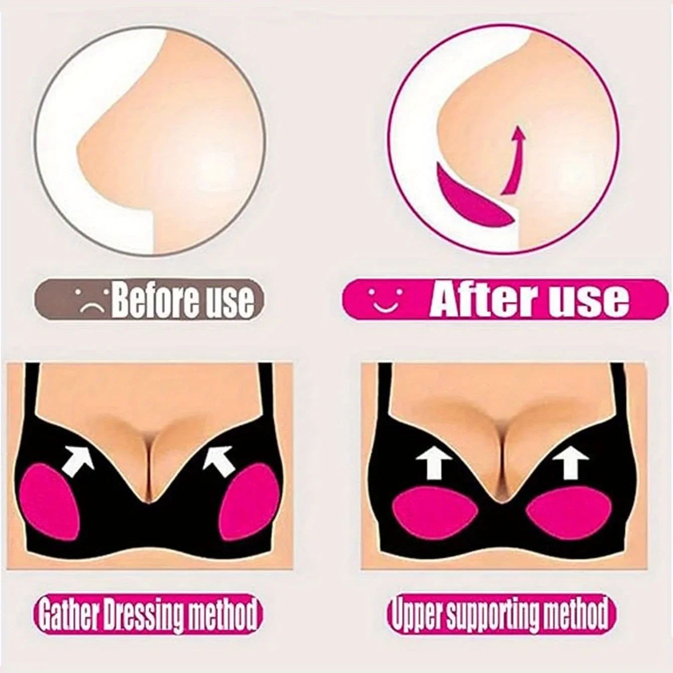 2 Pieces, 1 Pair of Push Back Reusable Bra Pads, Soft Breast Pads, Women's Underwear and Underwear Accessories image 6