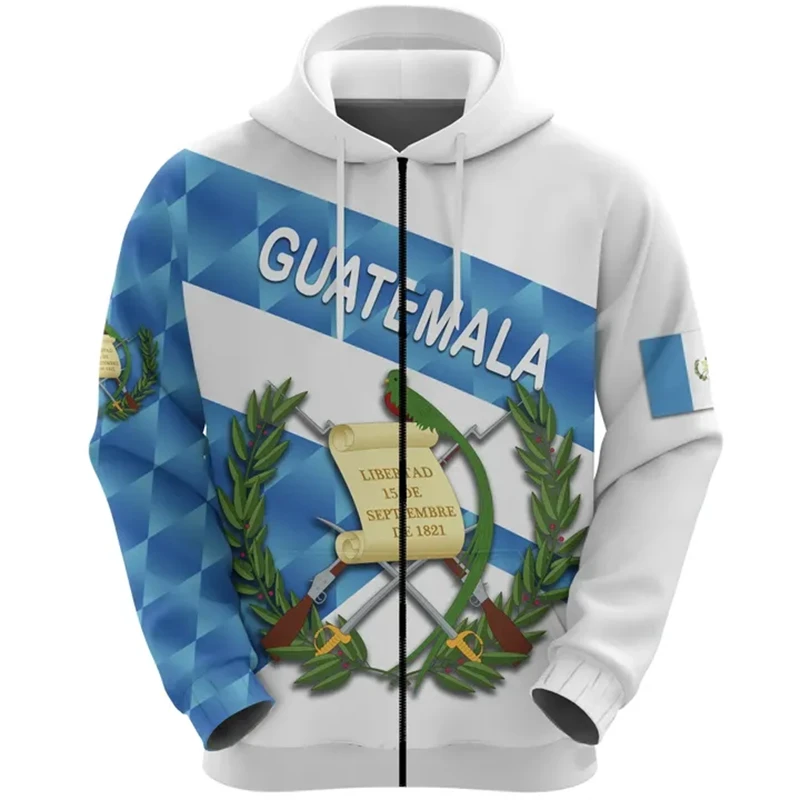 

Guatemala Flag Map 3D Print Zip Up Hoodies For Men Clothes National Emblem Hoody Tracksuit Fashion Boy Zipper Hoodie Women Tops