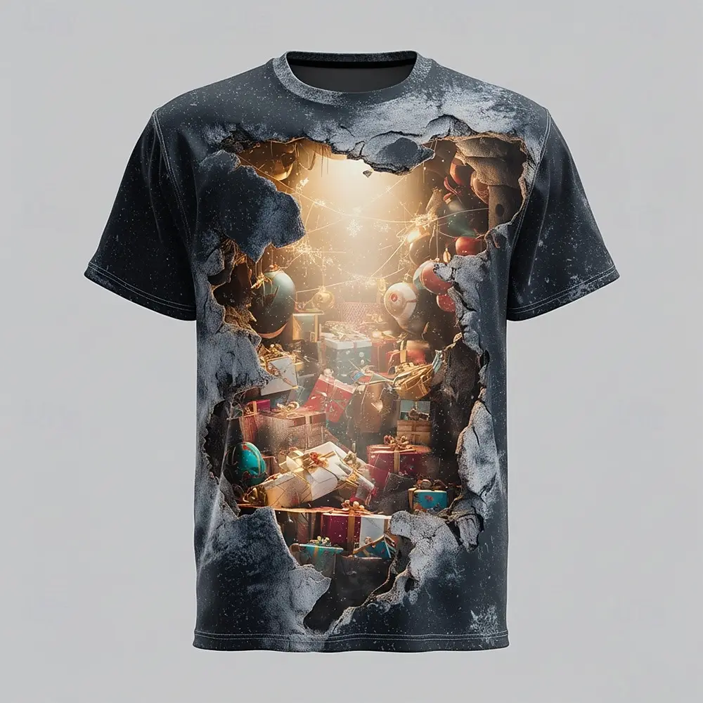 

3D Print Christmas Gifts Graphic T-Shirt For Men Women Fashion Casual Comfortable Short Sleeve Tees Festival Party Creative Tops