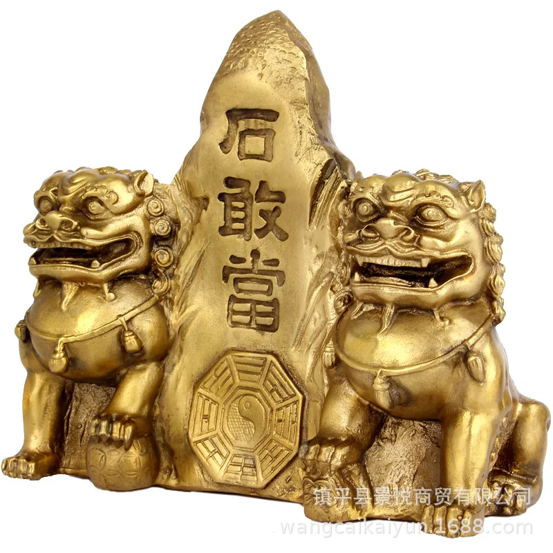 Bronze Mount Taishan stone dare to be a double lion stone dare to be a lion stone dare to be a decoration