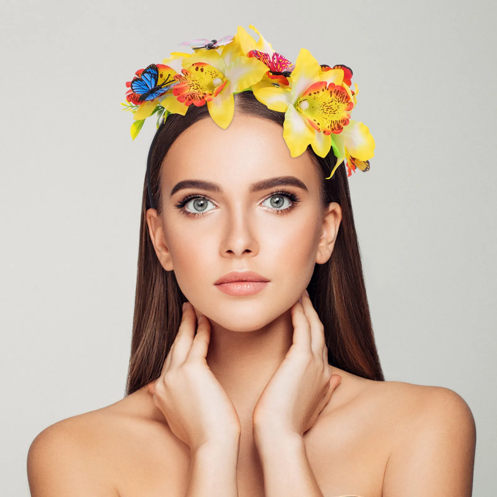 

Butterfly Flower Headband for Women Elegant Tea Party Prom Wedding Stage Performance Decorative Hair Accessory Comfortable
