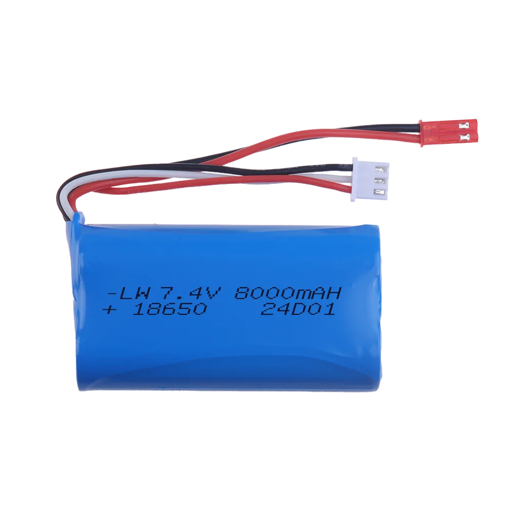 7.4V 8000mAh 2S 18650 lipo battery JST PLUG For Remote Control helicopter Car Boats Toys parts Upgrade 5000mAh 7.4v Battery