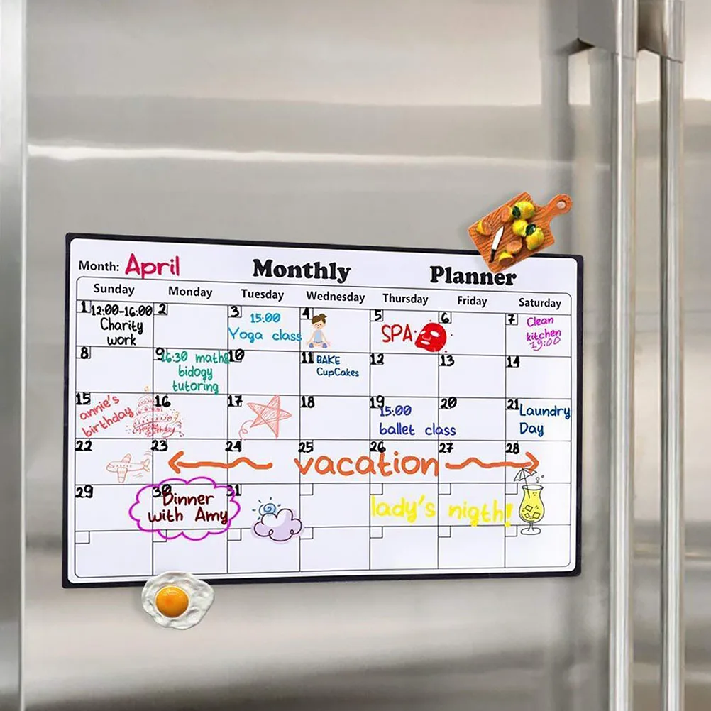 

Magnetic Whiteboard Monthly Plan Board High Grade Rubber Magnet Wipes Easily Reusable Fridge Planner Schedule Note Space Kitchen
