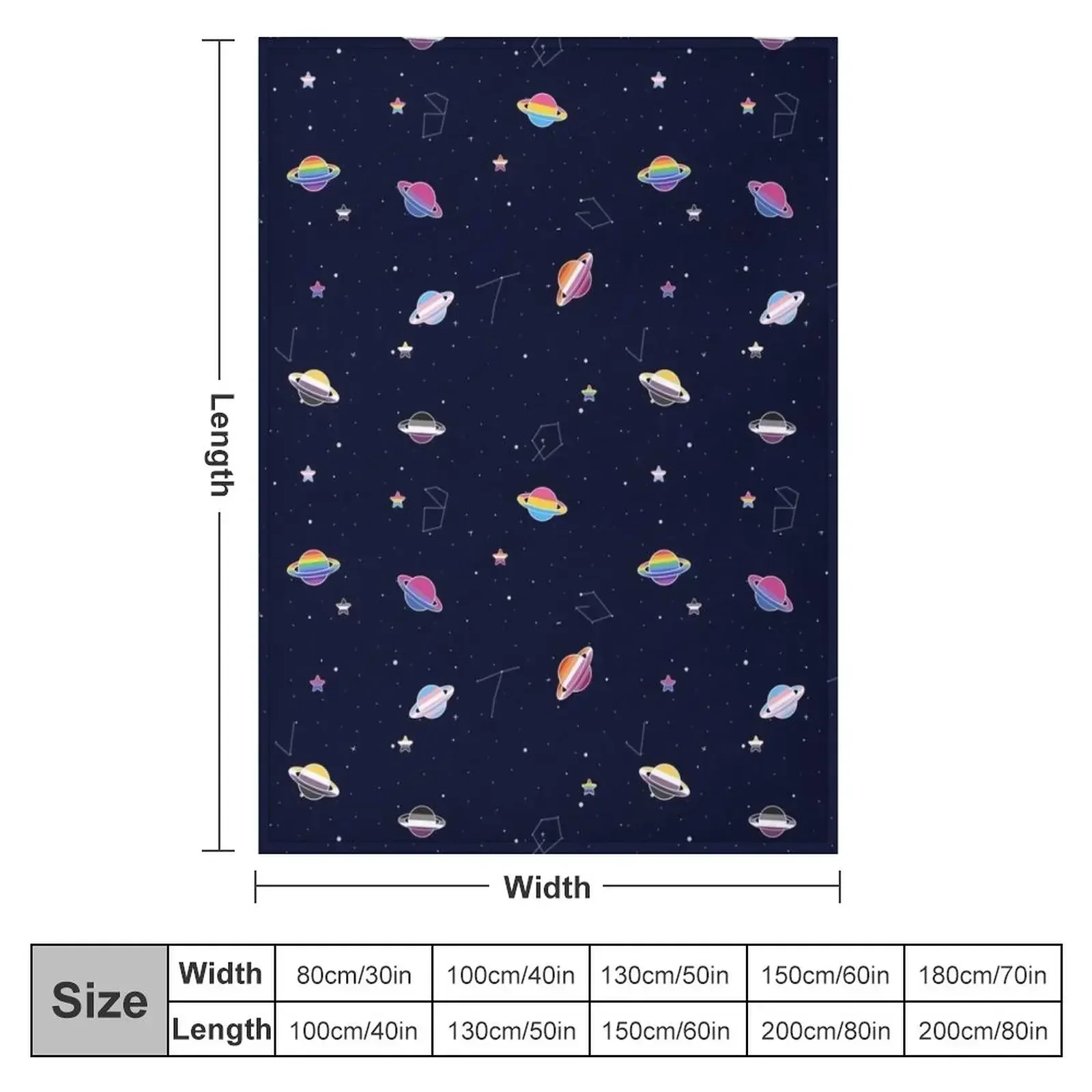 LGBTQ Pride Planets & Stars in Space Pattern Throw Blanket Hair Sofas Luxury Brand Blankets