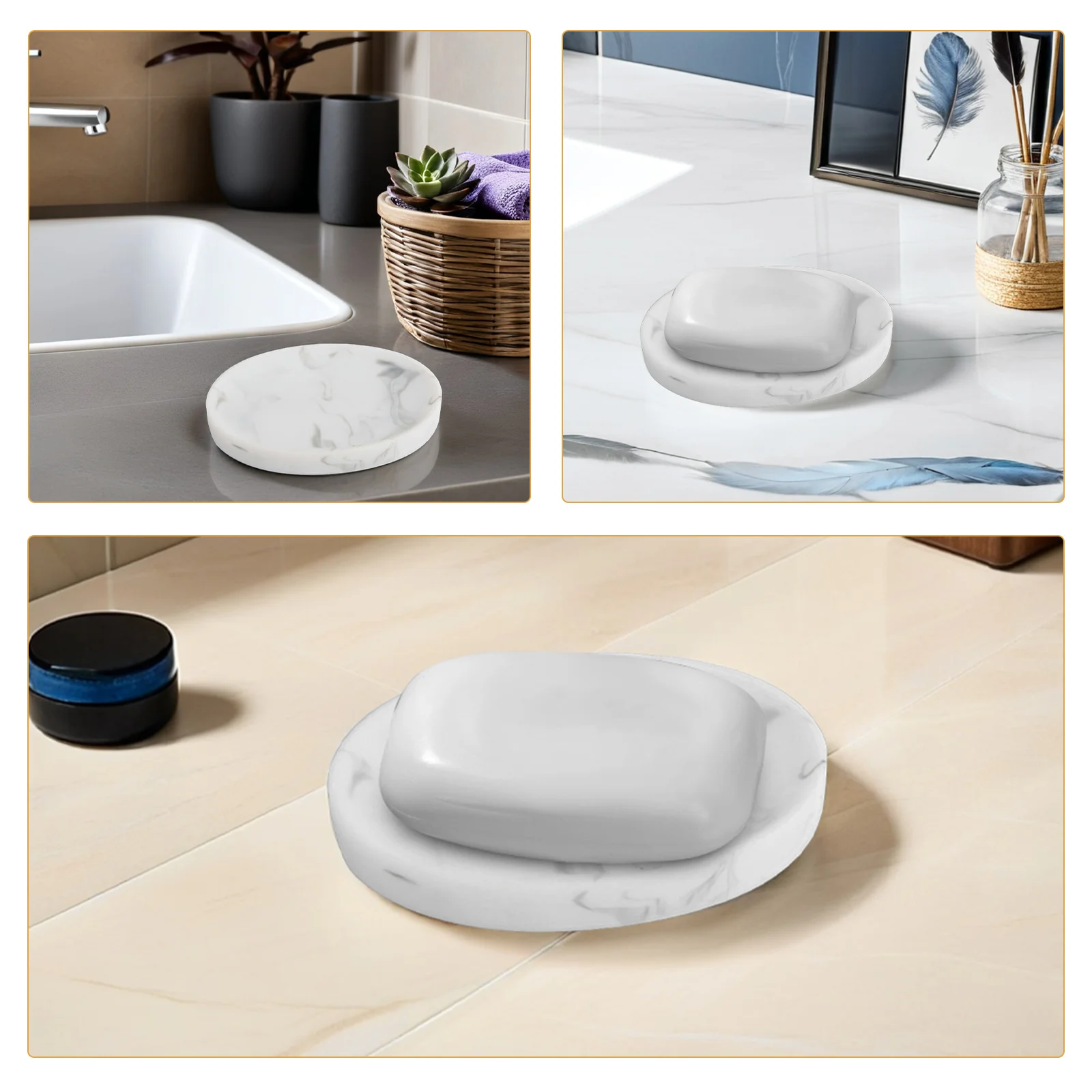 

Marble Pattern Soap Dish Resin Bathroom Accessory Smooth Design Simple Attractive Decorative Bar Soap Holder Tray