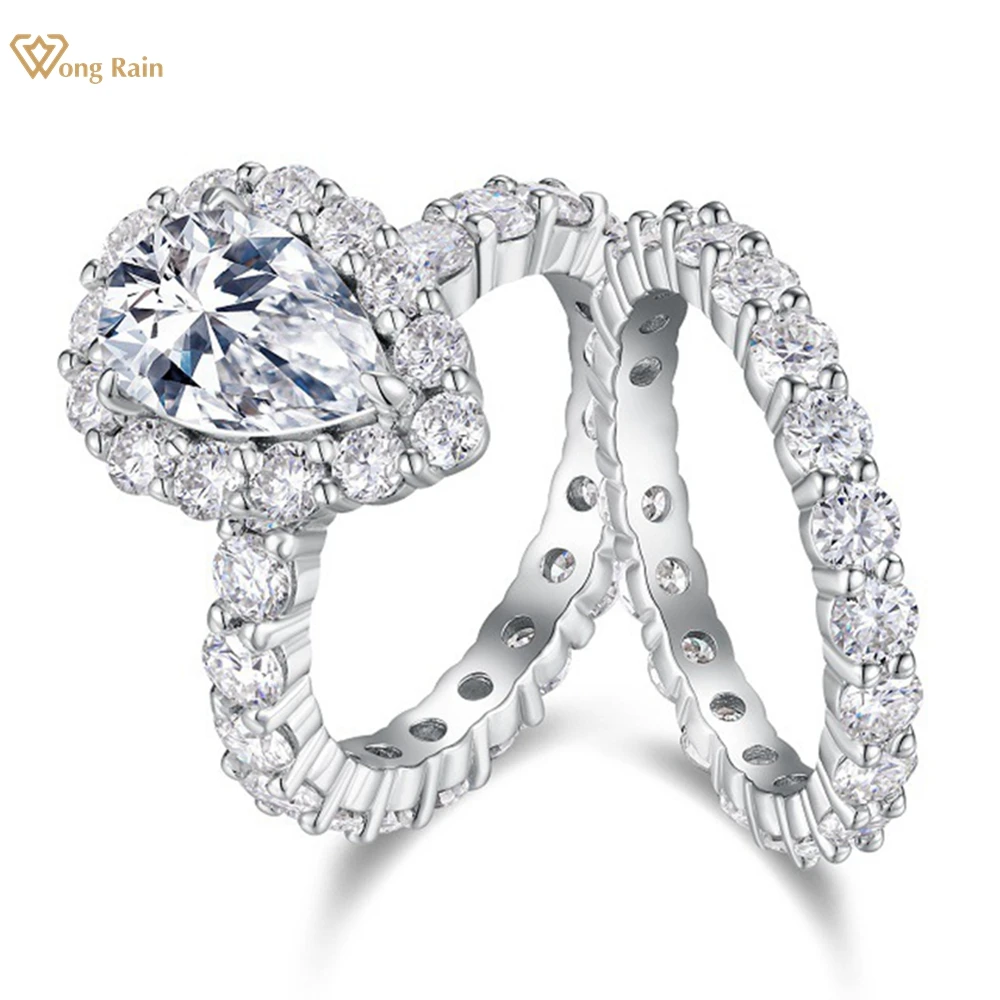 

Wong Rain Стерлинговое Серебро 925 пробы 3EX VVS1 D Грушевидная огранка 7*11 мм Наборы колец из настоящего муассанита Бриллианты Драгоценные камни Свадебные и помолвочные ювелирные украшения