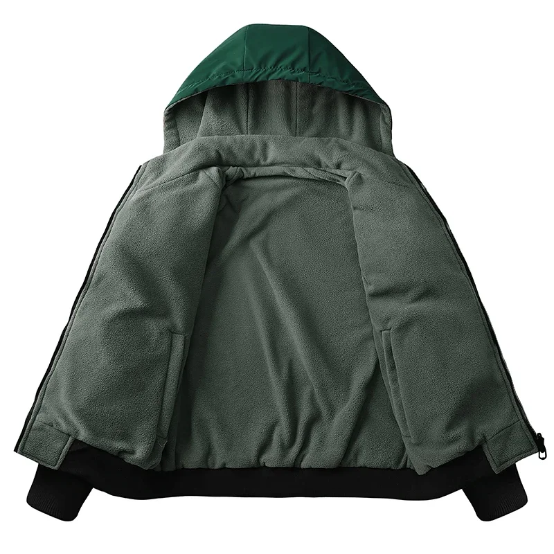 Parka de baseball à capuche en peluche pour hommes, manteau coupe-vent pour hommes, vêtements d'extérieur coréens, combinaison de maillot, hiver