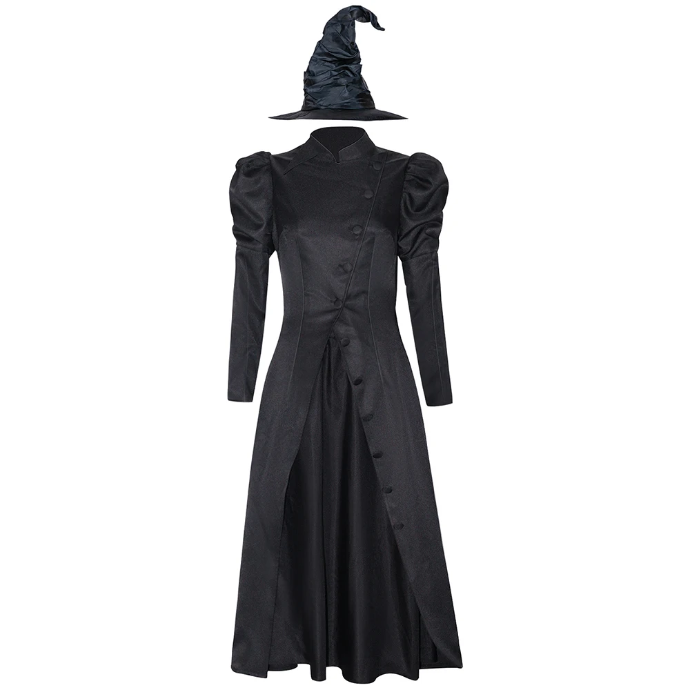 Movie Wicked Elphaba Cosplay Costume Adult Women Wizard Robe Dress Set Witch Uniform Halloween Party Clothes Outfit