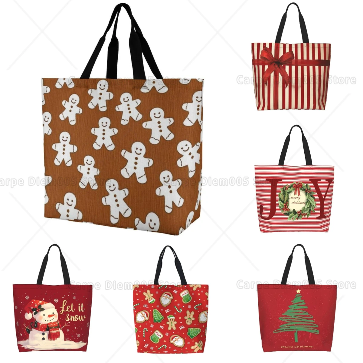 عيد الميلاد الزنجبيل رجل أنيق قماش حقيبة كتف كبيرة مقبض حقيبة للرجال النساء الصالة الرياضية الشاطئ السفر التسوق شنطة هدايا #1