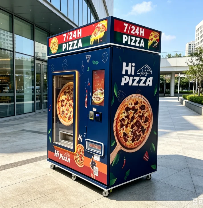 Pizza Vending Machine 24 Hour Standby Unattended Pizza Vending Gear Custom Capacity For Business Center Tourist Attraction Site