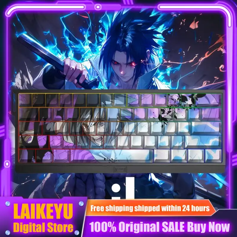

Механическая клавиатура Ninja Sasuke с аниме-темой Cherry Profile PBT, пользовательские колпачки для клавиш с боковой гравировкой, полупрозрачная для серии 60 68