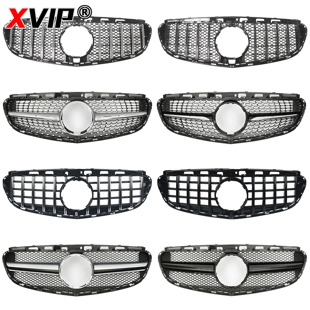 XVIP Chrome Black Diamonds Style Racing Grille For Mercedes Benz E-Class W212 E300 E350 E400 14-16 AMG Style Front Bumper Grille