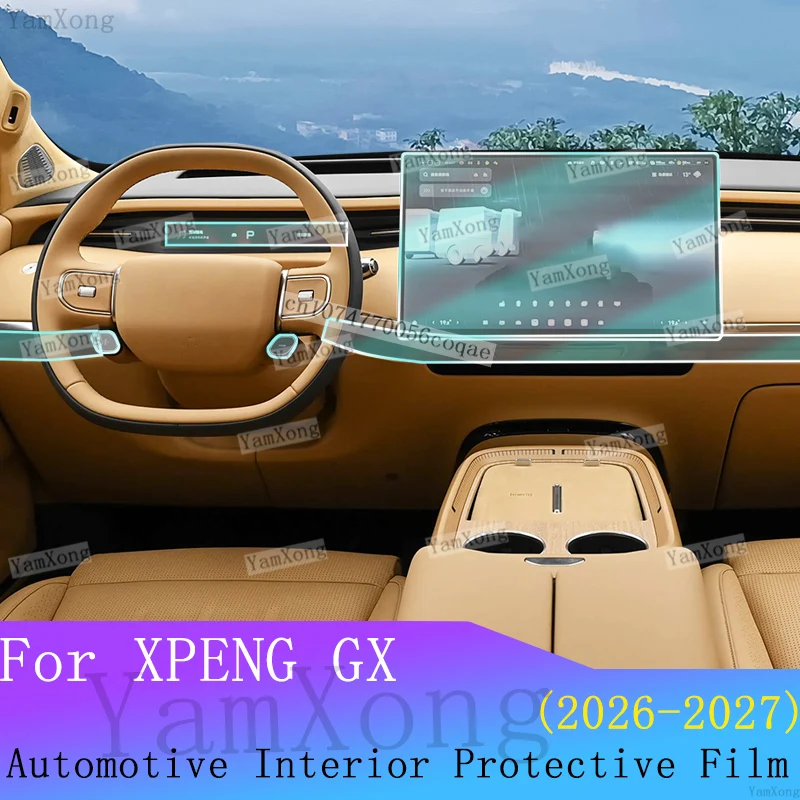 For XPENG GX Car Door panel scratch Transparent Film Interior Kit Sticker LED Navigation Dashboard screen Protection Cover Film