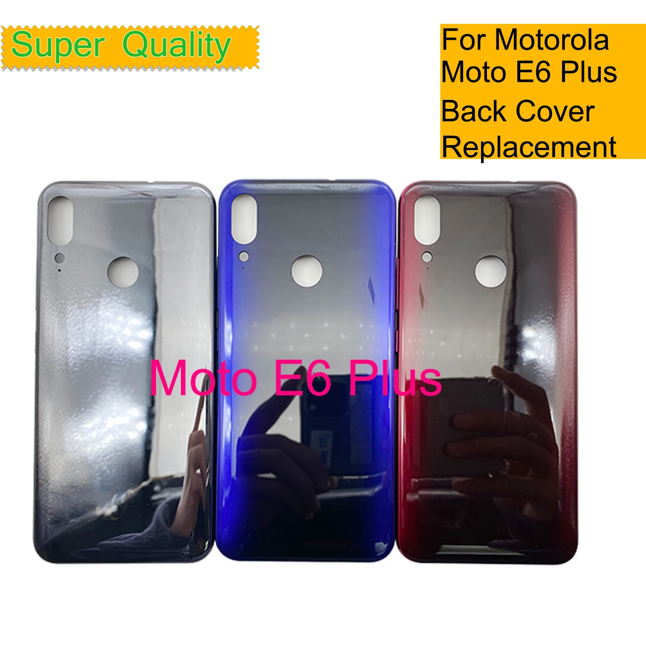 10Pcs/Lot For Motorola Moto E6 Plus Housing Battery Cover For Moto E6 Plus Back Cover Real Case Door Chassis Shell Replacement